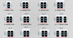 Various garage door widths for vehicles.